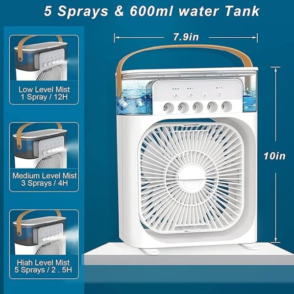 Portable Air Conditioner Fan 500 ml Water Tank USB Personal Cooler